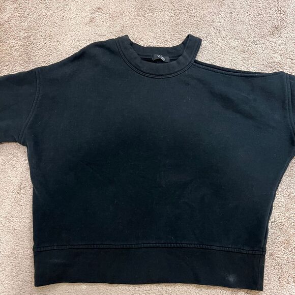 Rails‎ Classic Black Cropped Sweatshirt Casual Loungewear Crew Neck Cotton Blend - Picture 1 of 4